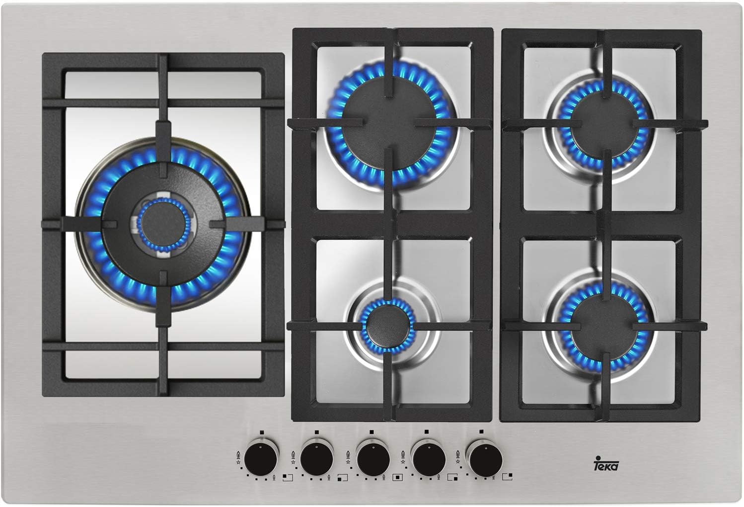 Parrilla de gas 5 quemadores de alta eficiencia marca teka.