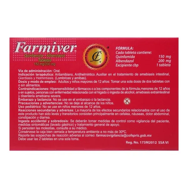 Albendazol Quinfamida Albend 150 200 Mg