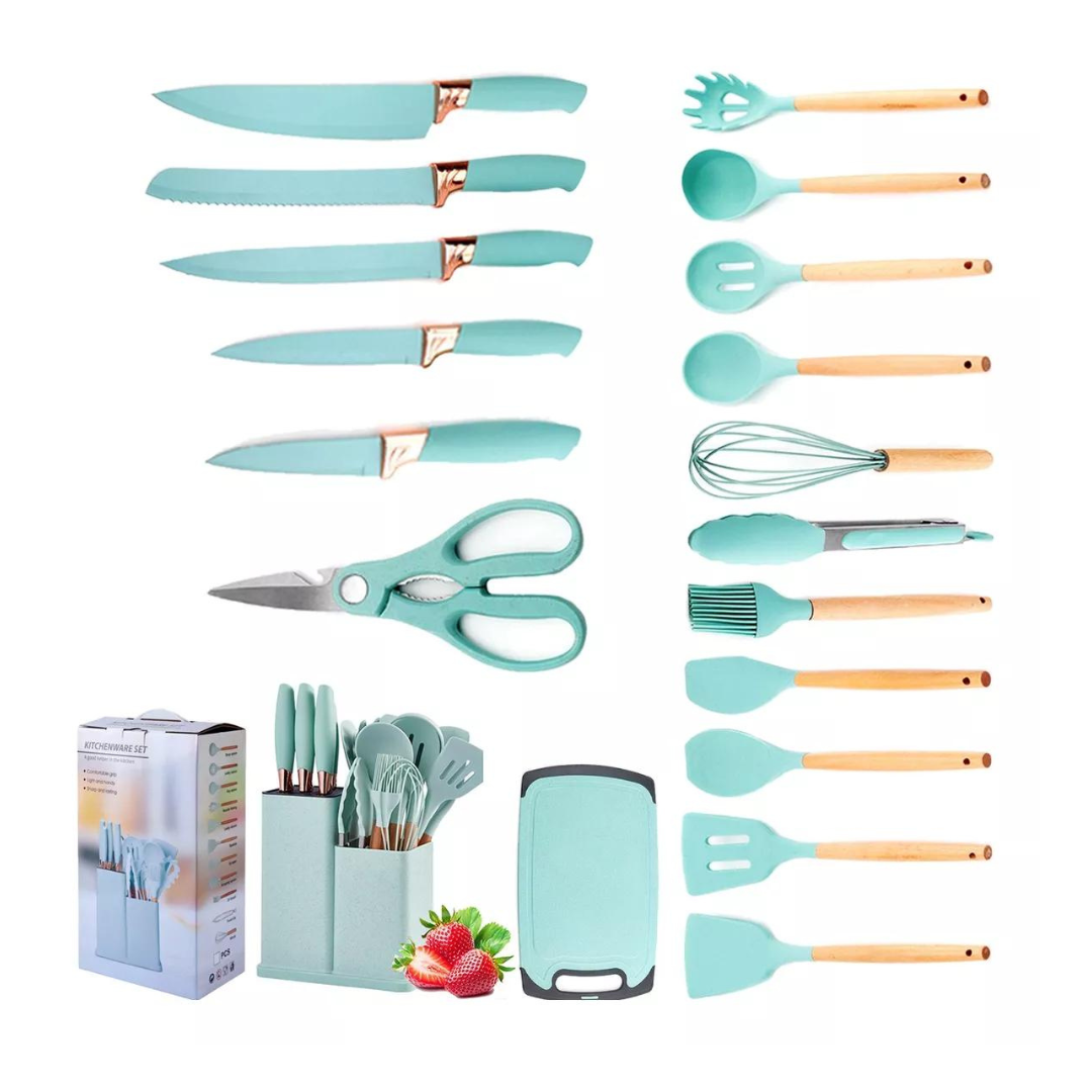  Utensilios Cocina De Silicona y Juego De Cuchillos