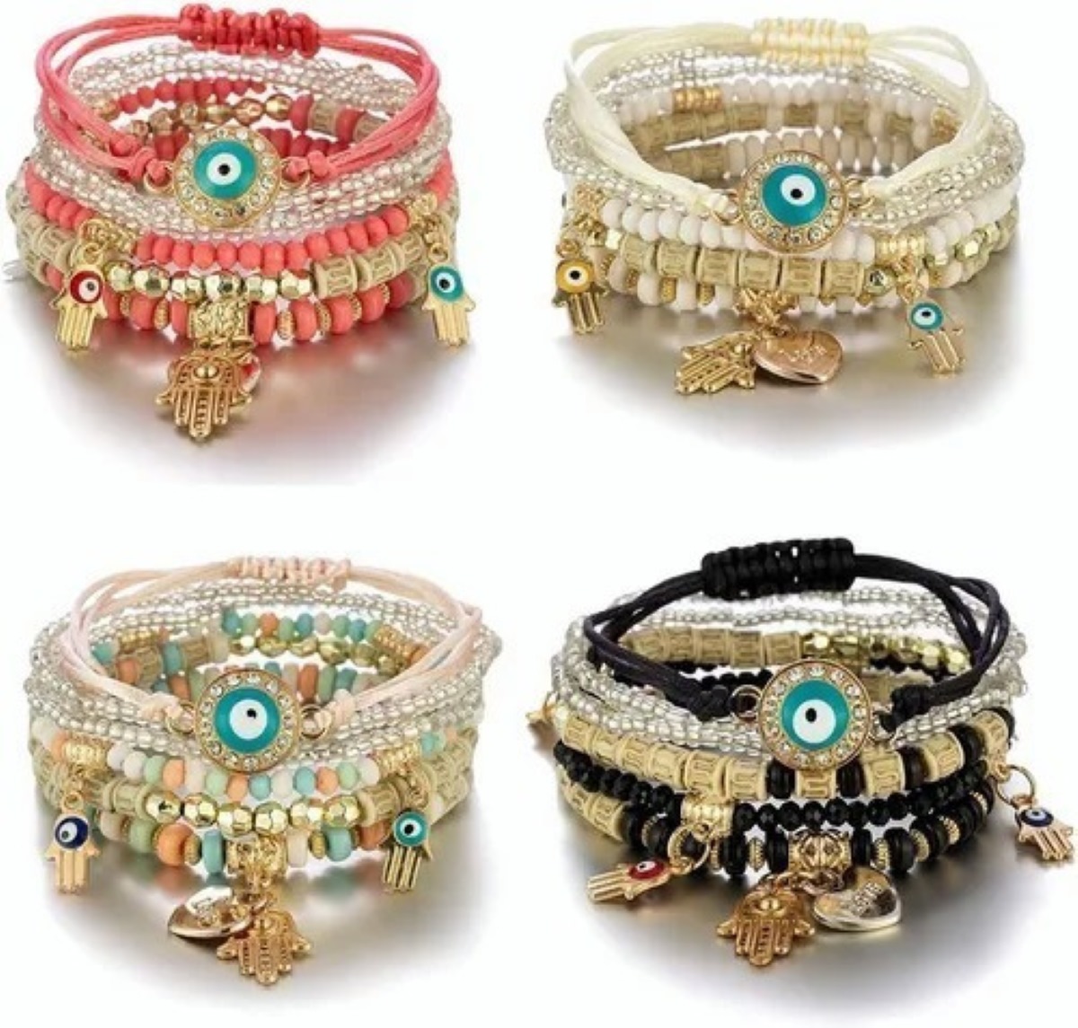 Pulseras Amistad Cuentas Boho Multicapa 4 Set