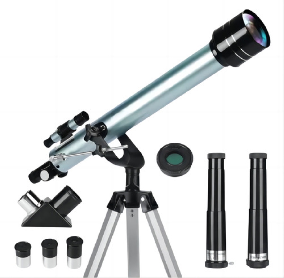 Telescopio Astronómico Profesional 60/700mm Monocular, Plata/Negro