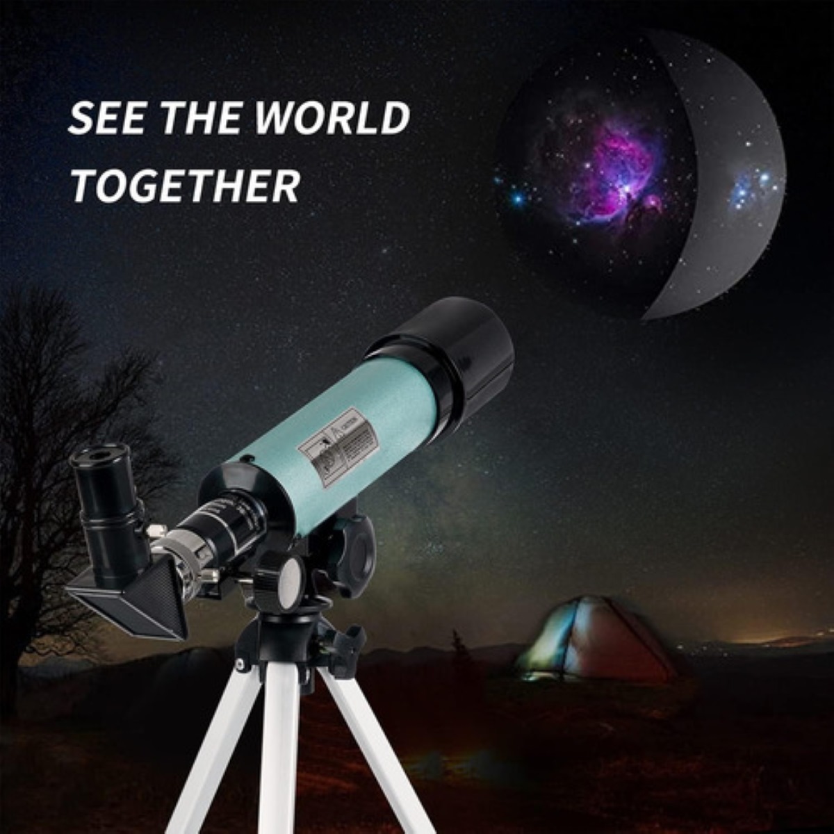 Telescopio Astronómico Profesional 60/700mm Monocular, Plata/Negro