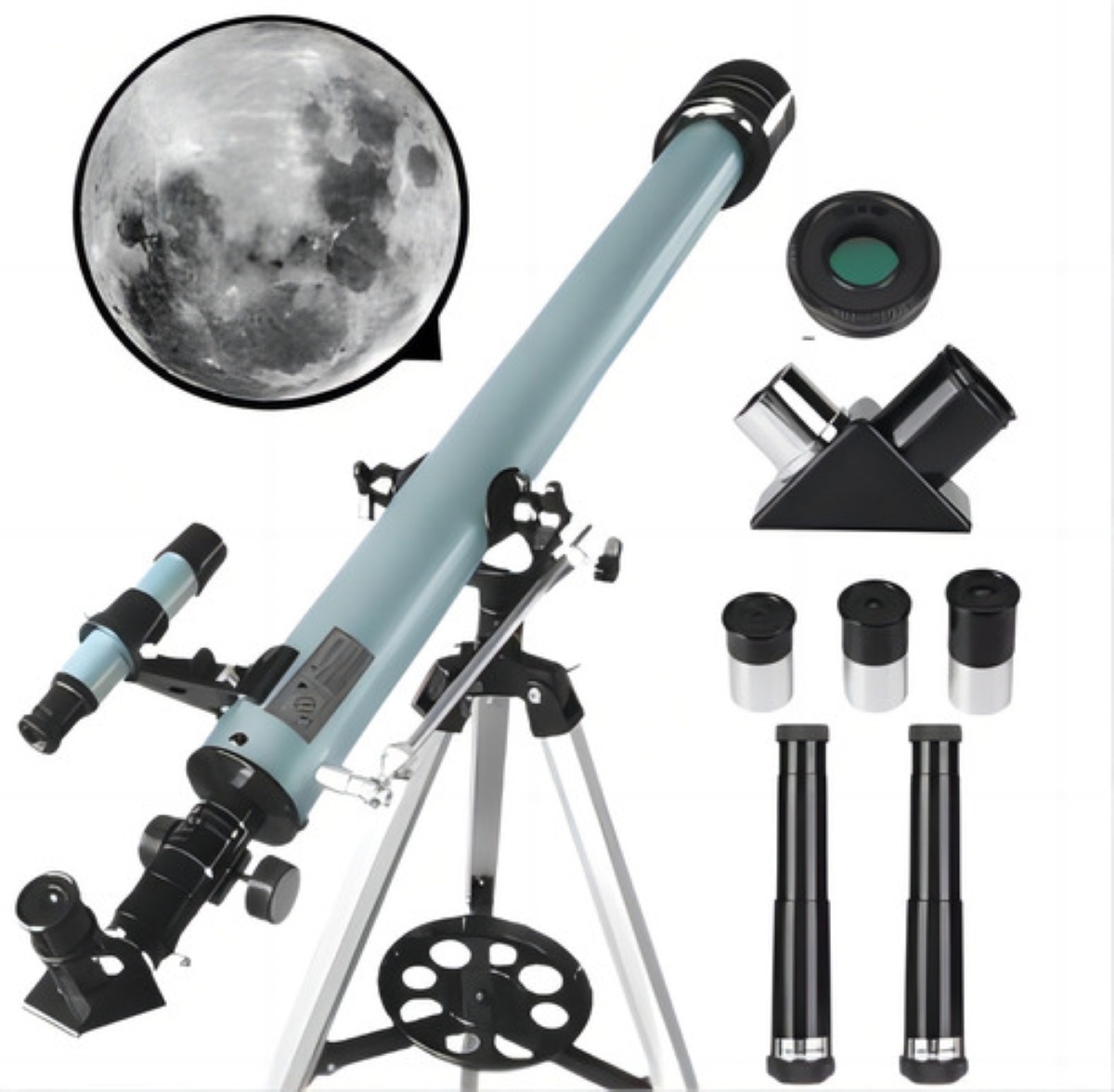Telescopio Astronómico Profesional 60/700mm Monocular, Plata/Negro