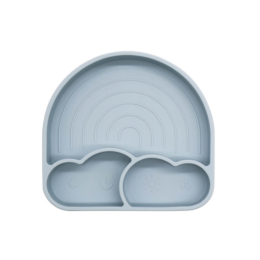 Plato Arcoíris Azul Nita Nita Baby.- Silicón grado alimenticio con succión antiderrapante