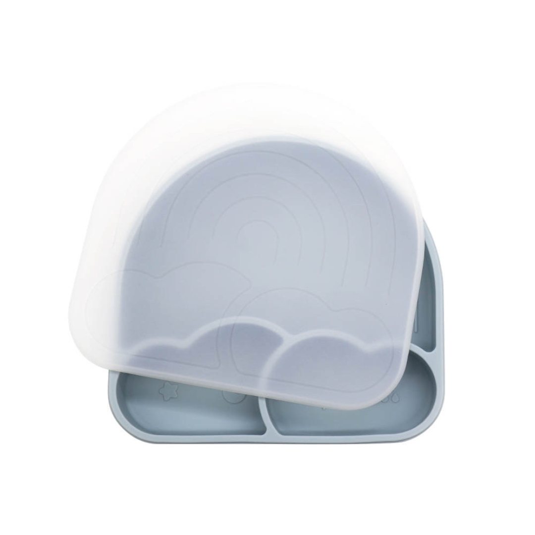 Plato Arcoíris Azul Nita Nita Baby.- Silicón grado alimenticio con succión antiderrapante
