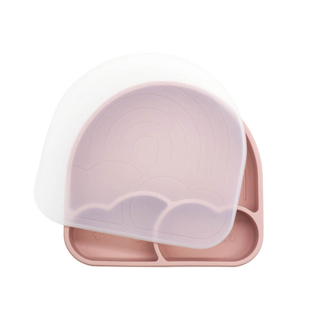 Plato Arcoíris Nita Nita Baby Rosa claro.- Silicón grado alimenticio con succión antiderrapante
