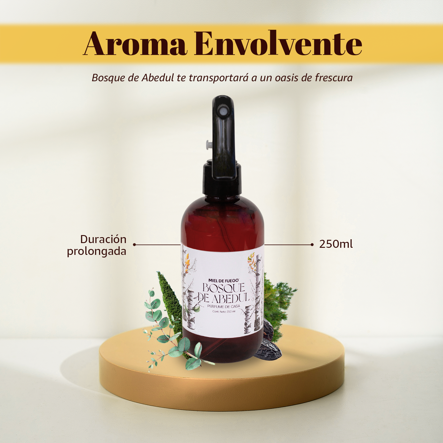 Perfume para Hogar 100% Natural – Aroma Bosque de Abedul | Aroma Duradero – 250 ml | Fusión de Pino con Notas Vívidas de Eucalipto, Ciprés y Haba Tonka
