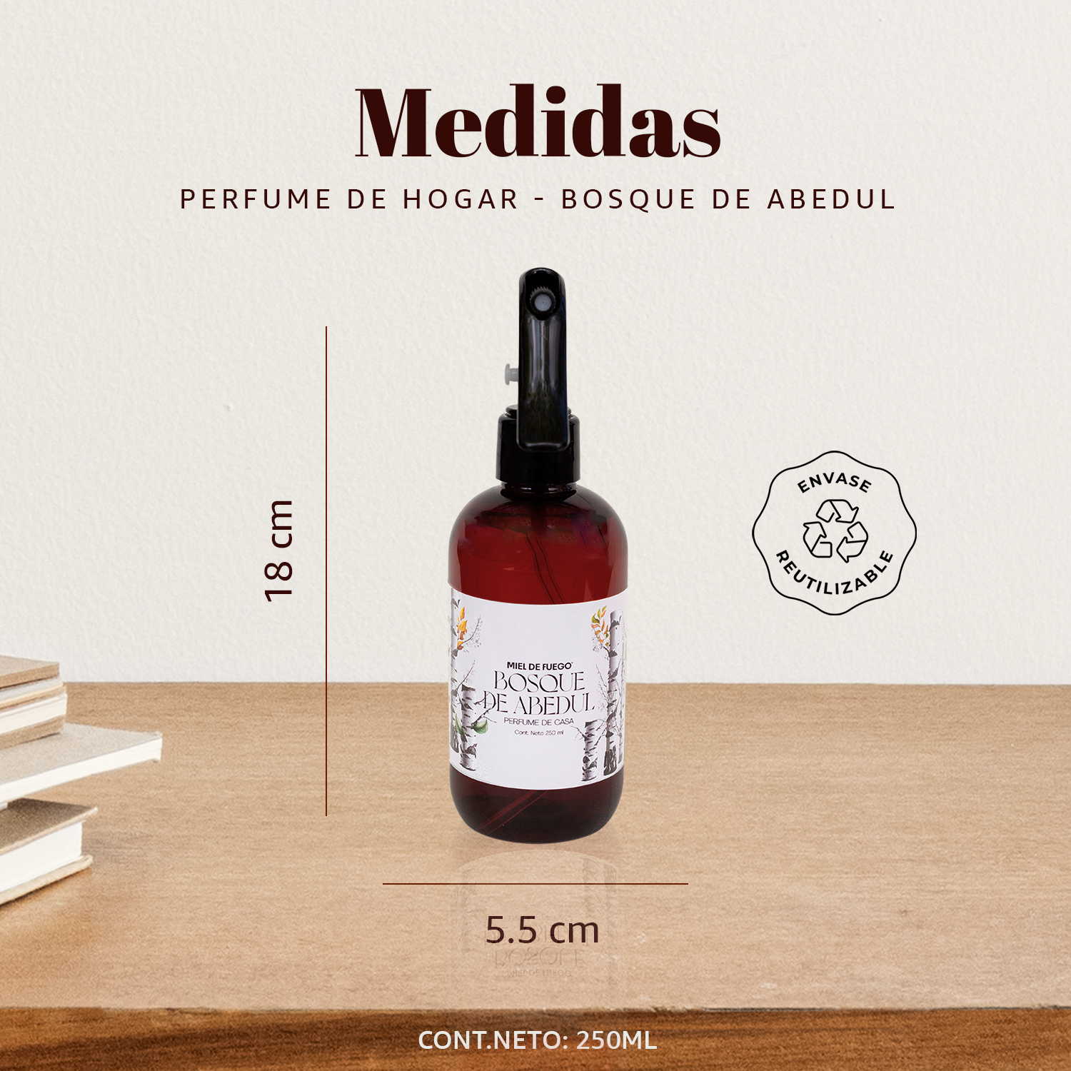 Perfume para Hogar 100% Natural – Aroma Bosque de Abedul | Aroma Duradero – 250 ml | Fusión de Pino con Notas Vívidas de Eucalipto, Ciprés y Haba Tonka