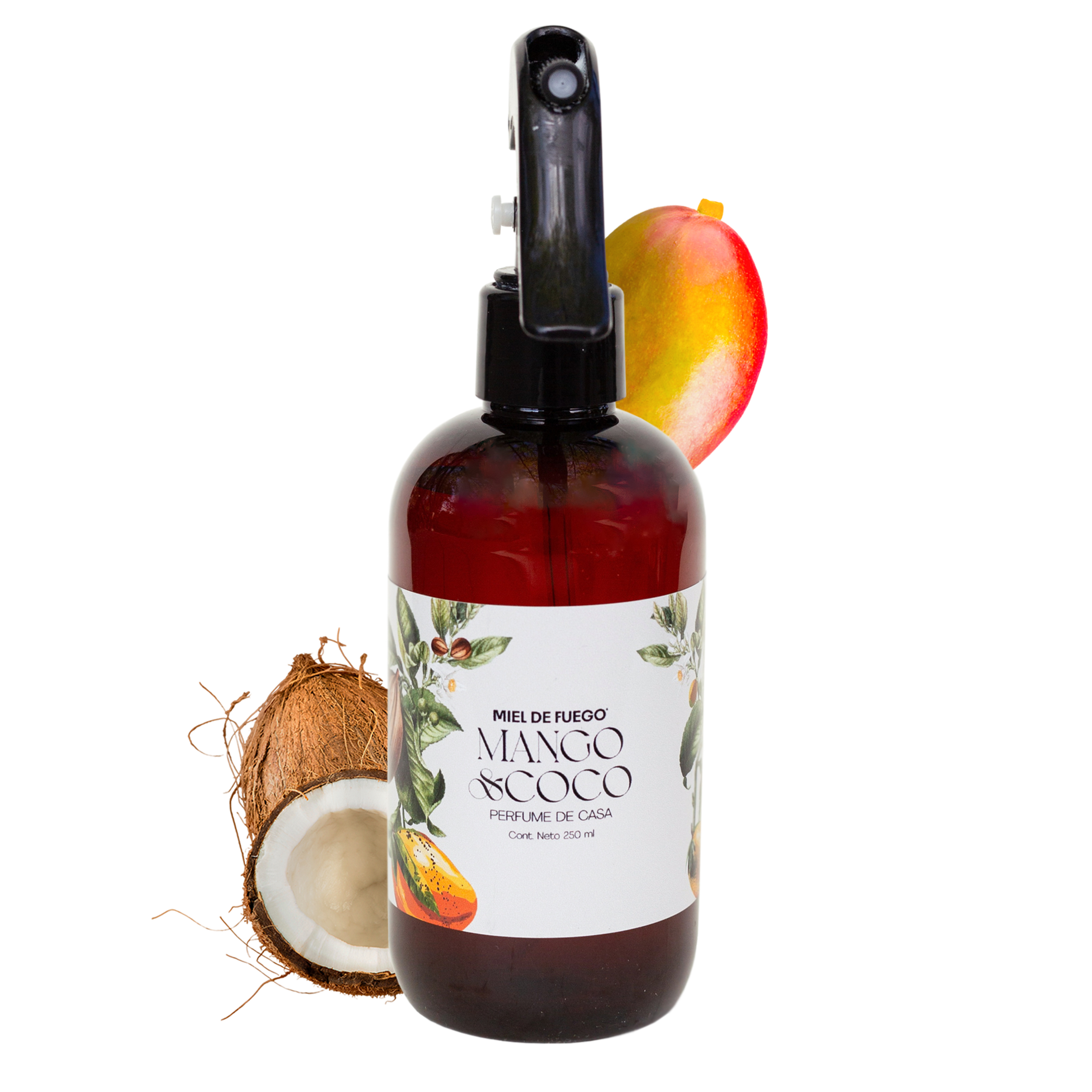 Perfume para Hogar 100% Natural – Aroma Mango y Coco | Aroma Duradero – 250 ml | Fusión Tropical de Mango Fresco y Leche de Coco Cremosa .
