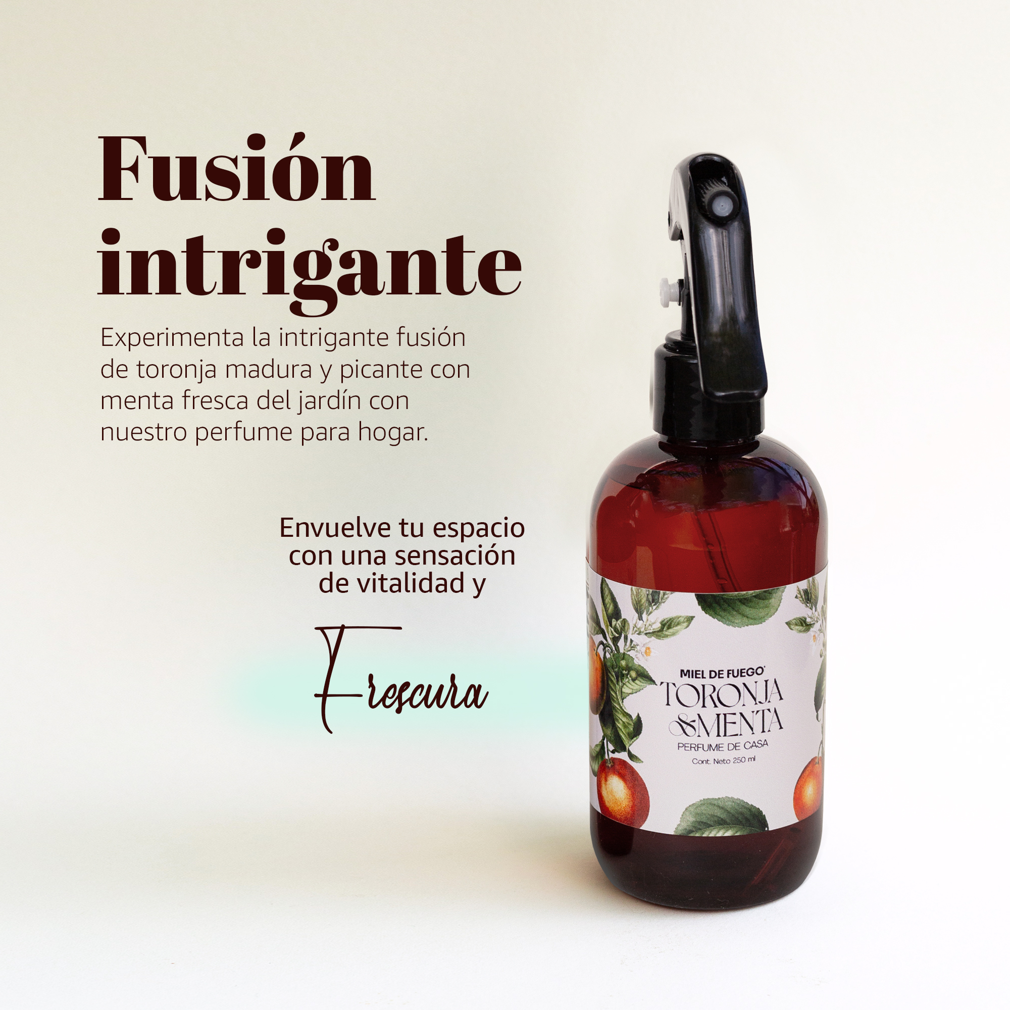 Perfume para Hogar 100% Natural – Aroma Mango y Coco | Aroma Duradero – 250 ml | Fusión de Toronja Madura y Picante con Menta Fresca del Jardín