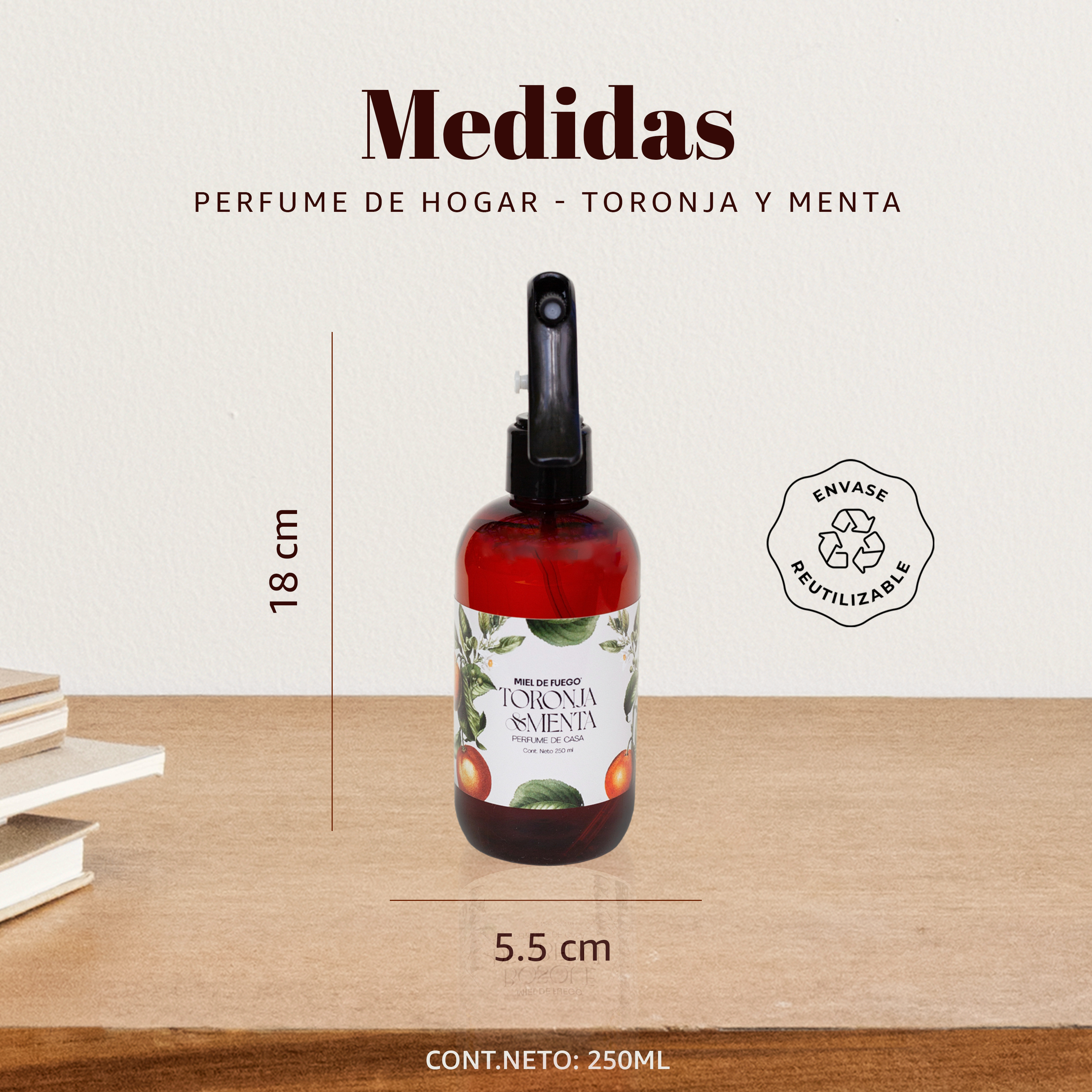 Perfume para Hogar 100% Natural – Aroma Mango y Coco | Aroma Duradero – 250 ml | Fusión de Toronja Madura y Picante con Menta Fresca del Jardín