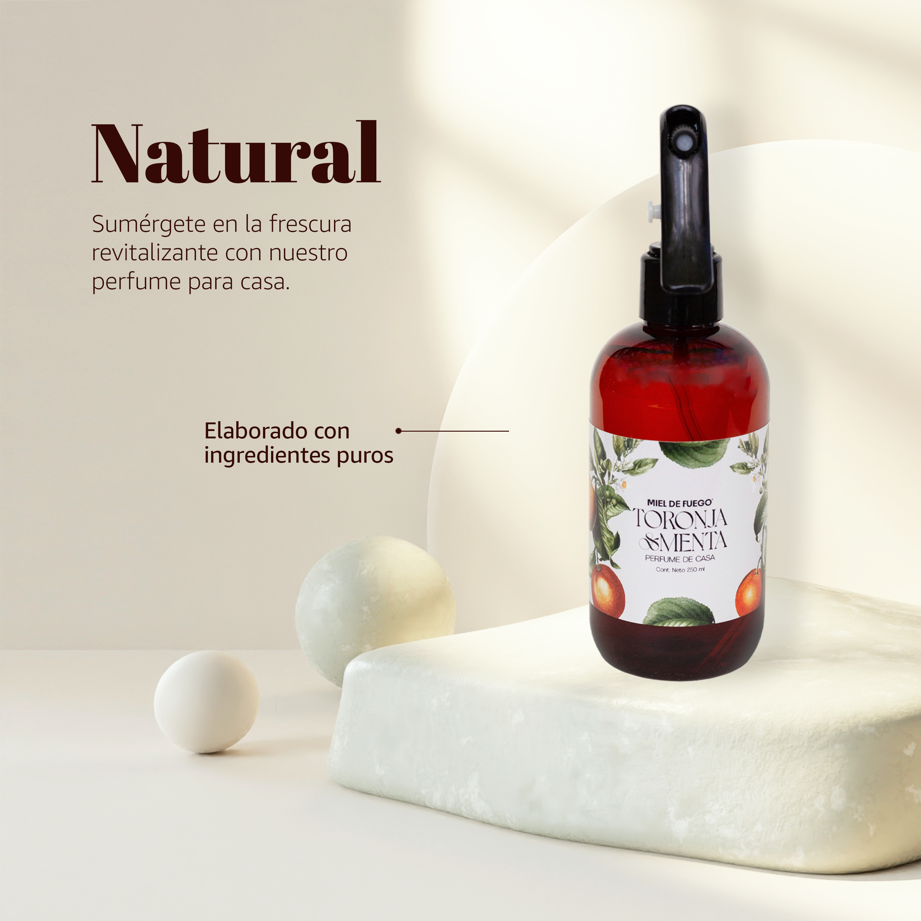 Perfume para Hogar 100% Natural – Aroma Mango y Coco | Aroma Duradero – 250 ml | Fusión de Toronja Madura y Picante con Menta Fresca del Jardín