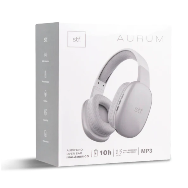 AUDIFONOS STF AURUM TIPO DIADEMA CON BLUETOOTH GRIS.