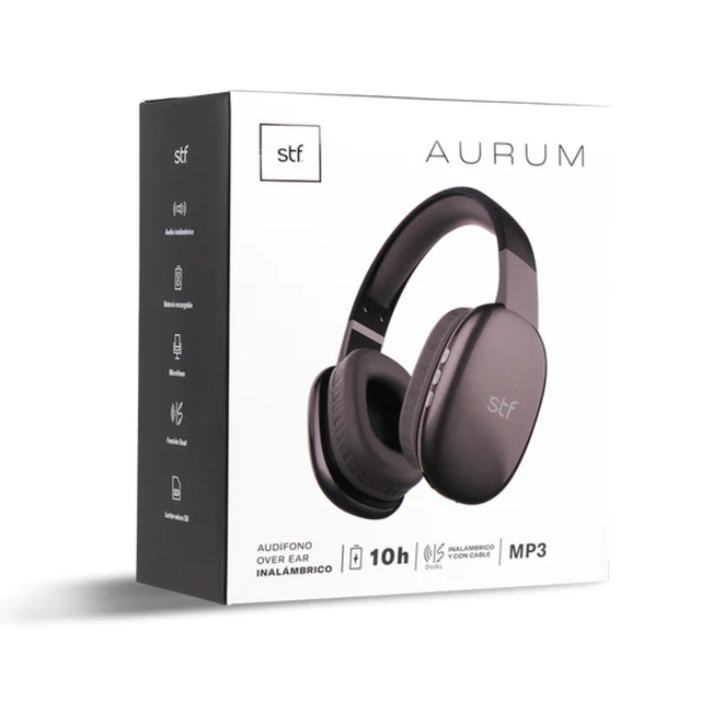 AUDIFONOS STF AURUM TIPO DIADEMA CON BLUETOOTH NEGRO.