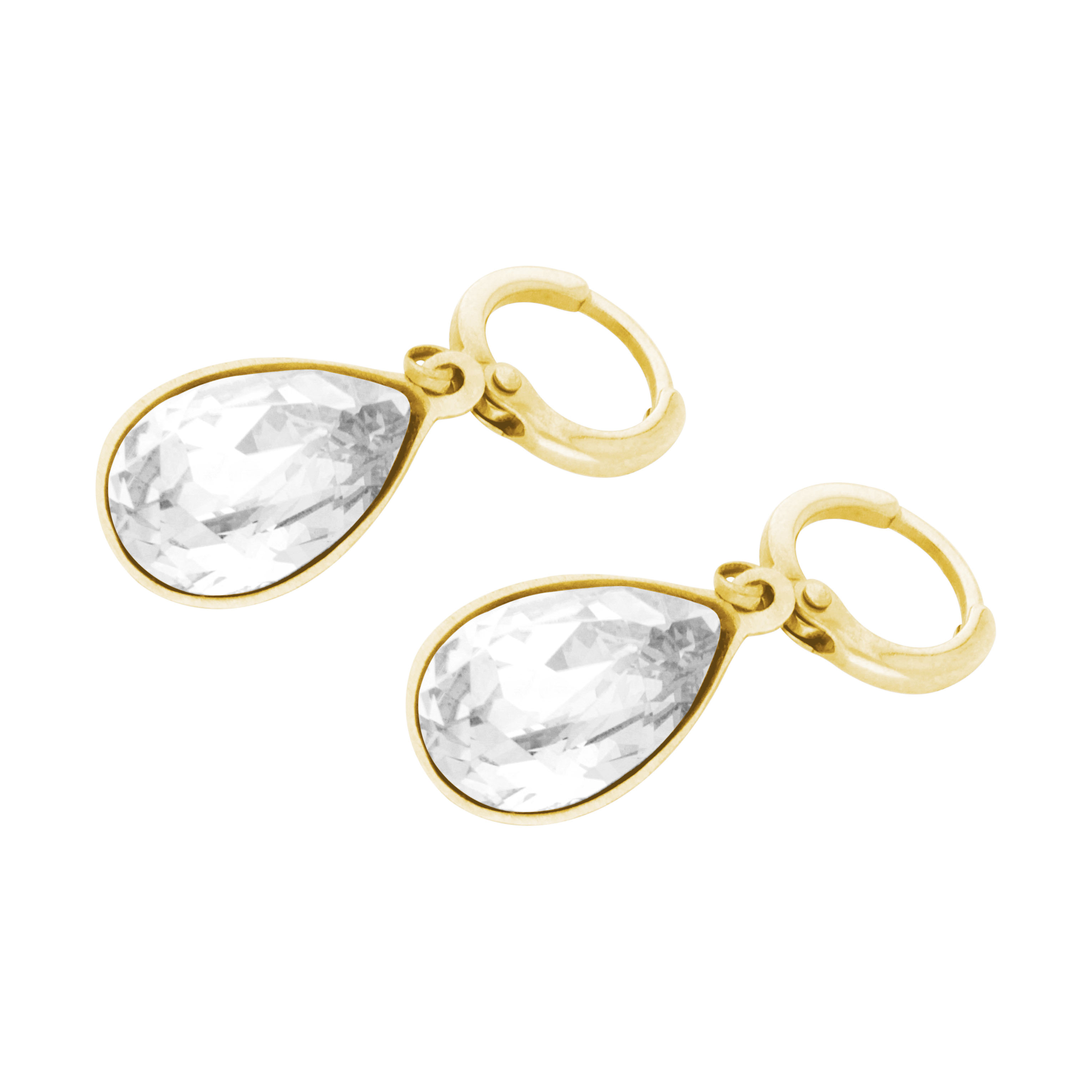 Arete Gota Baño de Oro 14K | Cristal Swarovski Cristal