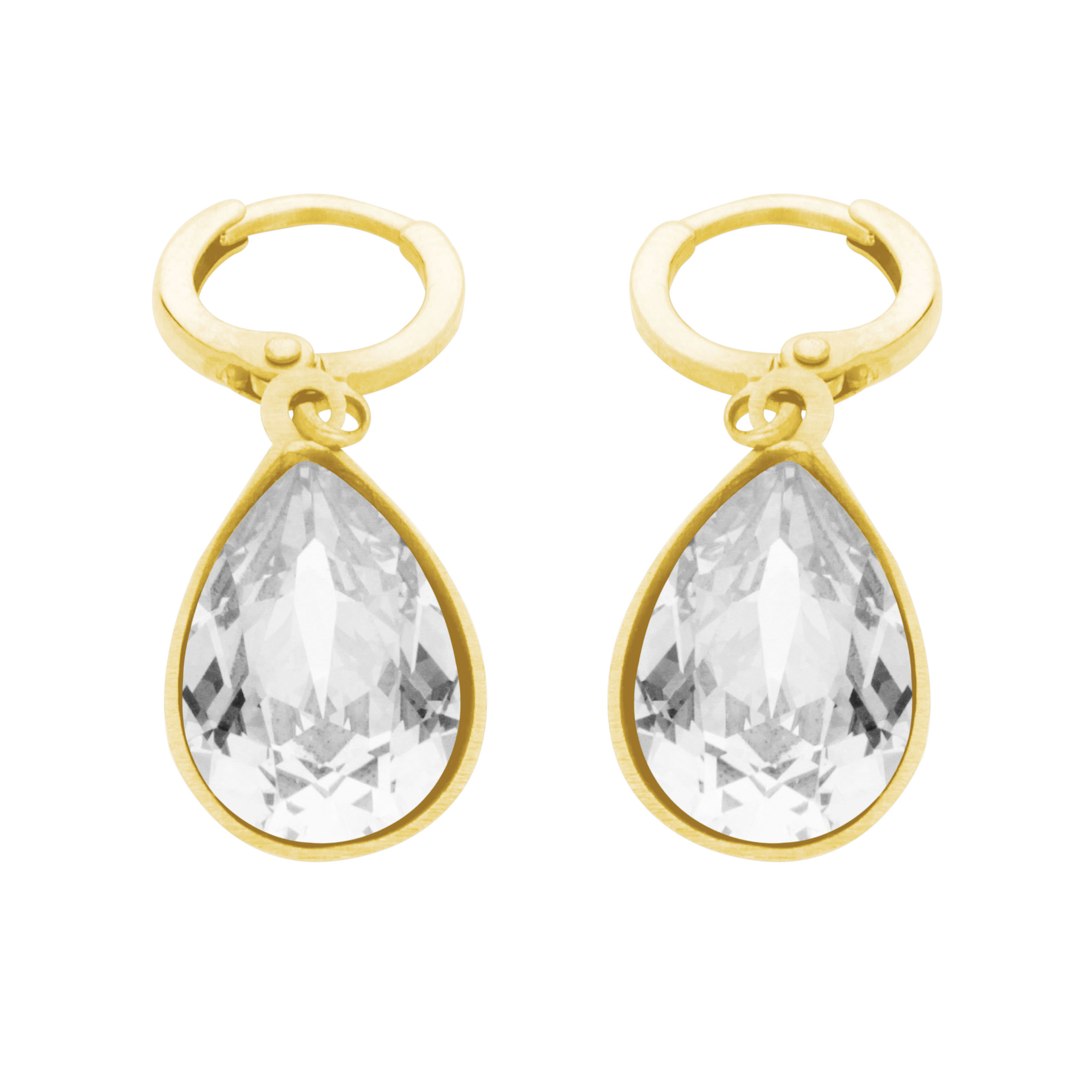 Arete Gota Baño de Oro 14K | Cristal Swarovski Cristal
