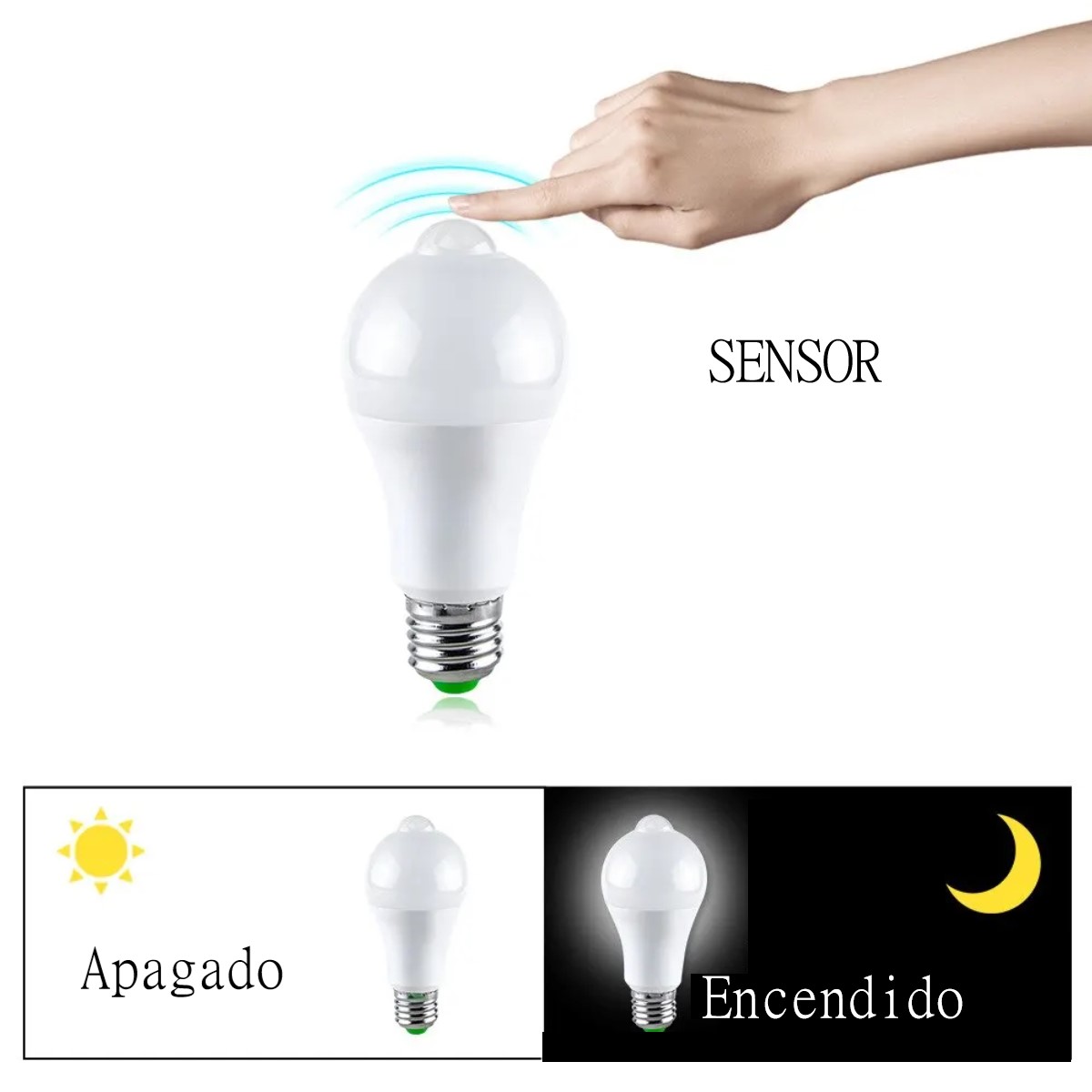 Focos Led Ahorrador Con Sensor De Movimiento 12w E27 nocturno blanco casa patio negocio cochera