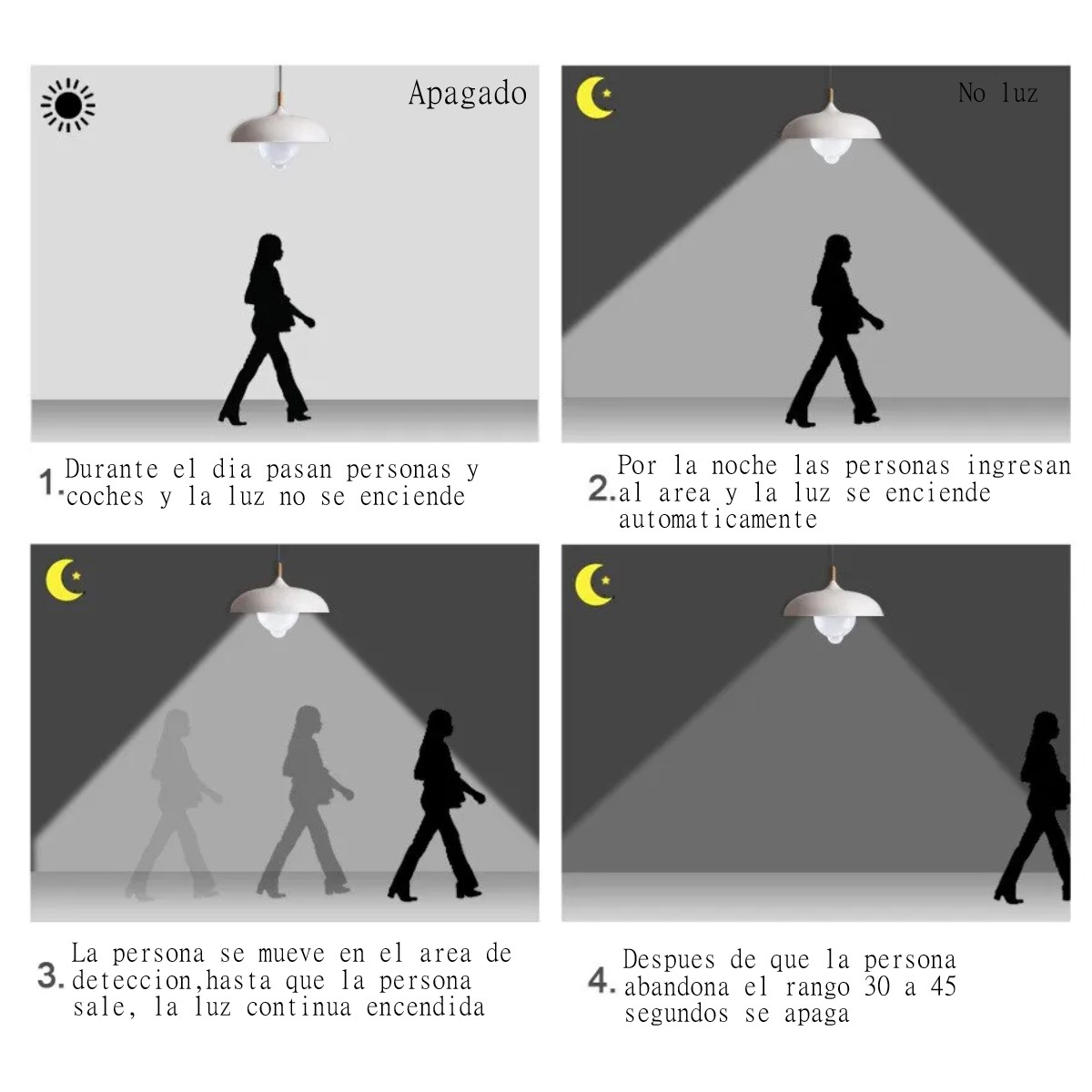 Focos Led Ahorrador Con Sensor De Movimiento 12w E27 nocturno blanco casa patio negocio cochera