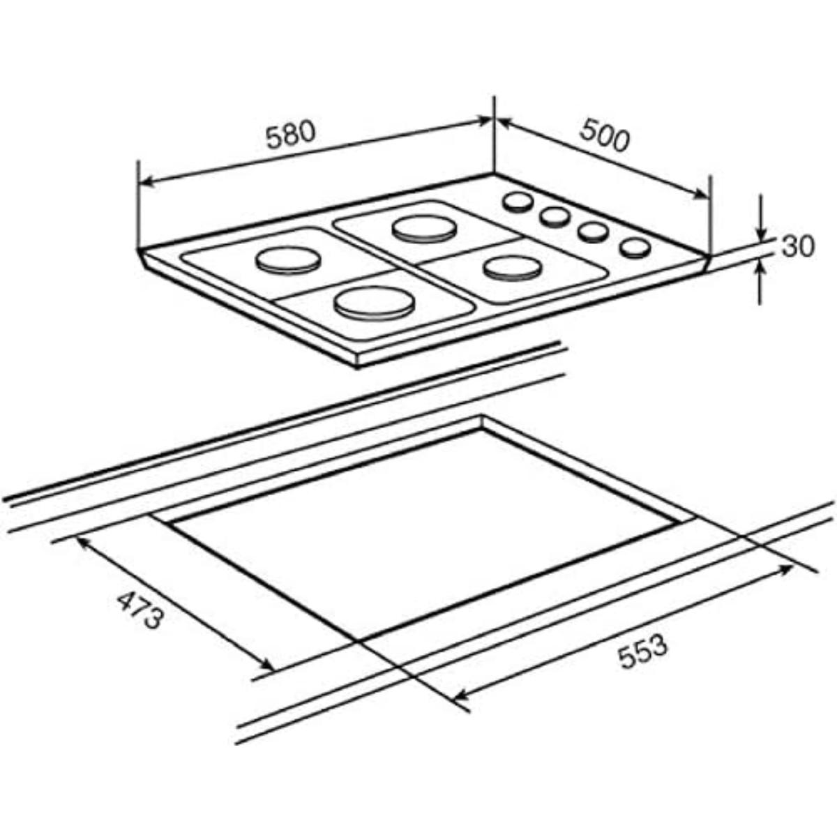 Parrilla a gas 4 Quemadores Marca Teka.