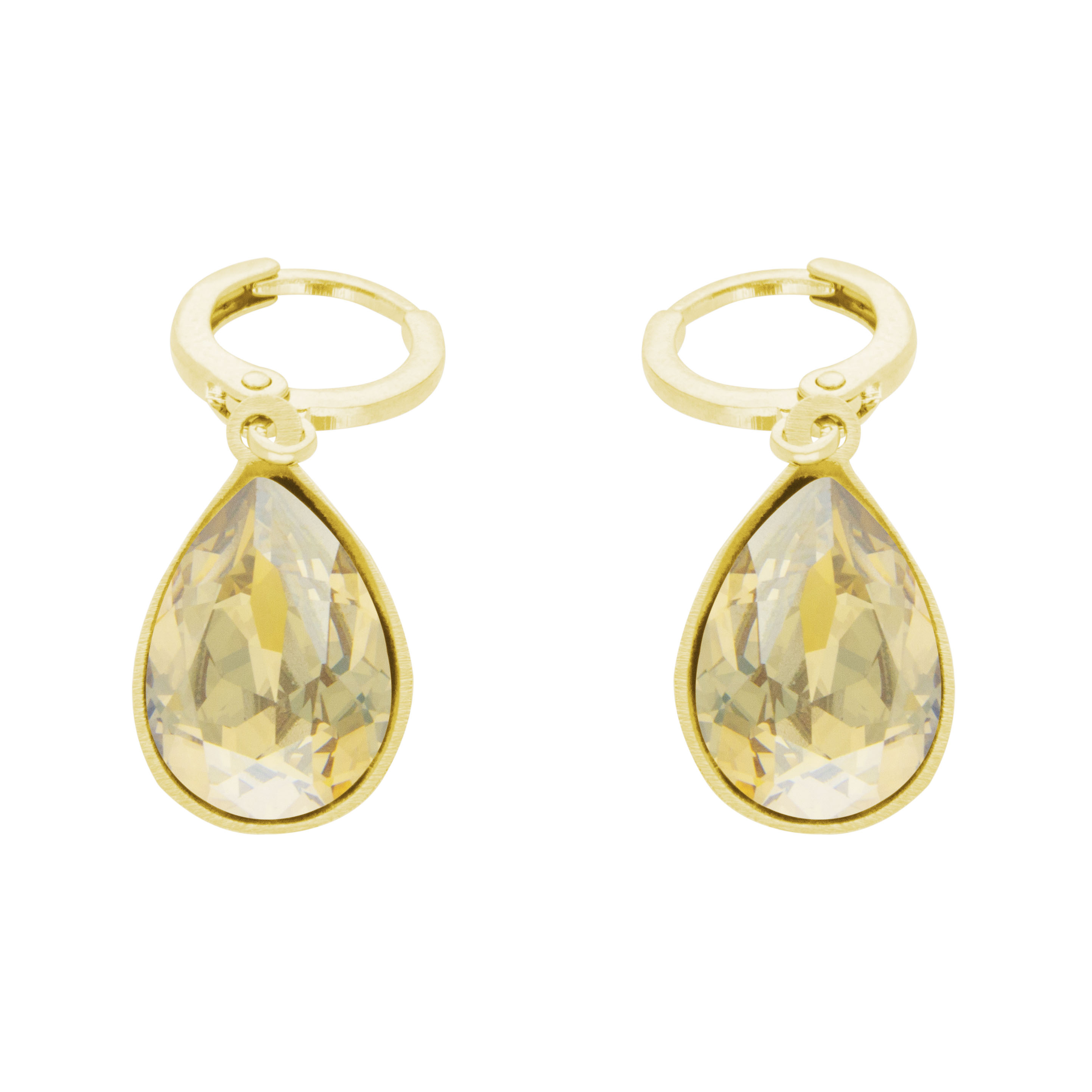 Arete Gota Baño de Oro 14K | Cristal Swarovski Golden