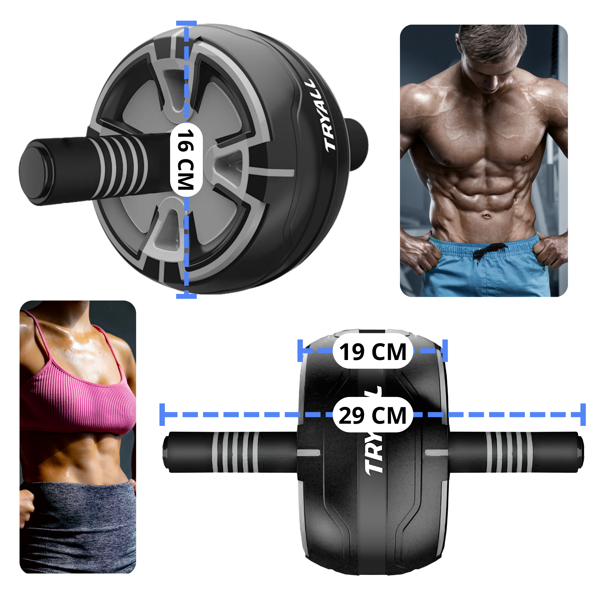 RUEDA ABDOMINAL AB ROLLER ECOMLAB RODILLO ABDOMINALES GYM.
