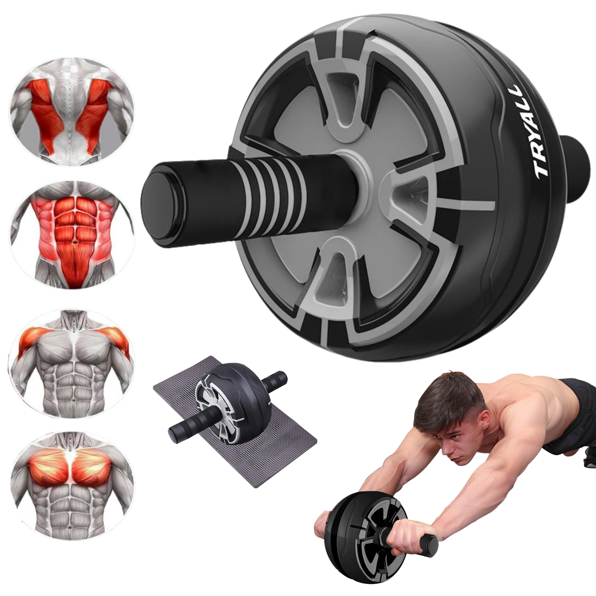 RUEDA ABDOMINAL AB ROLLER ECOMLAB RODILLO ABDOMINALES GYM.