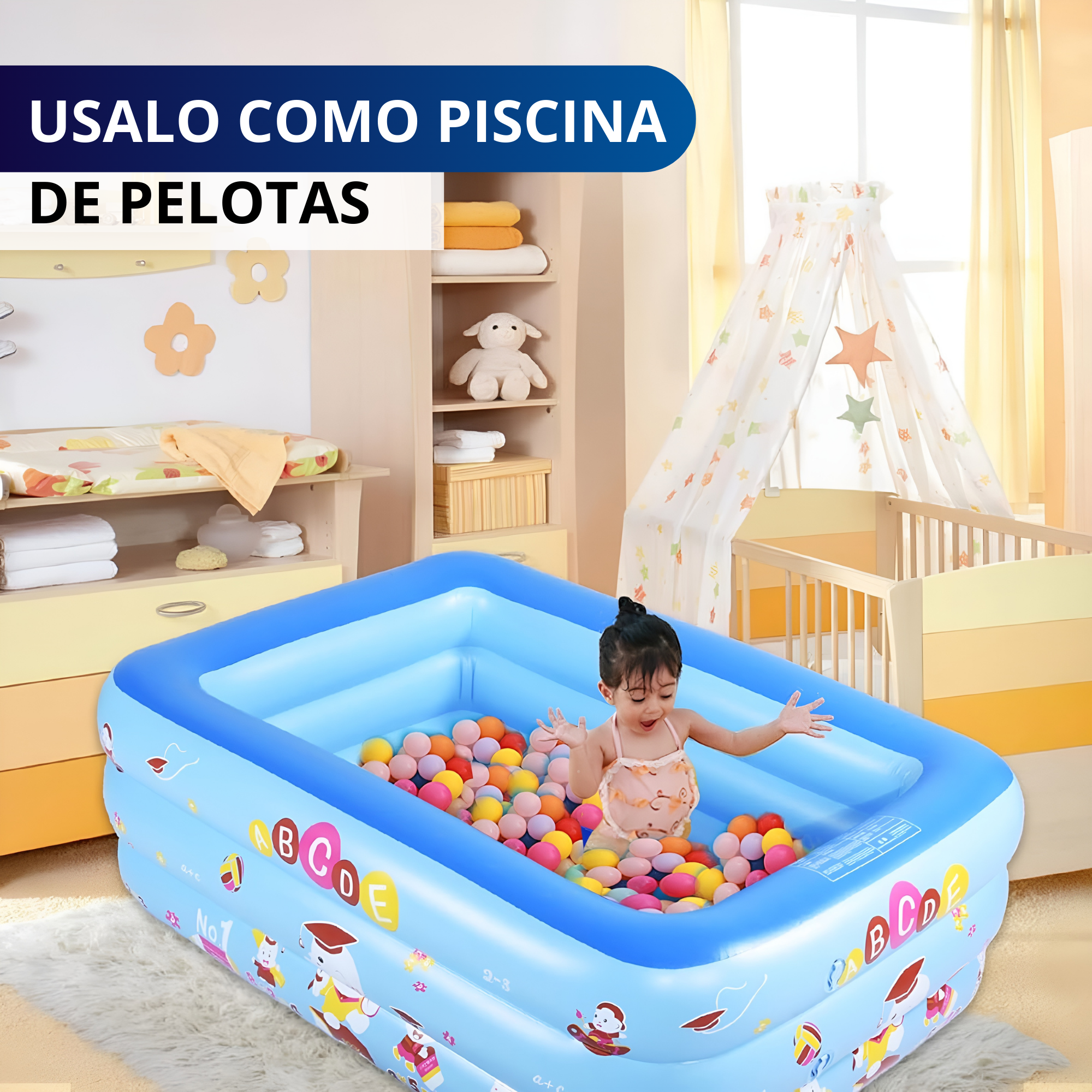 Alberca Inflable Piscina Grande Ecomlab Infantil Familiar Tono Azul.