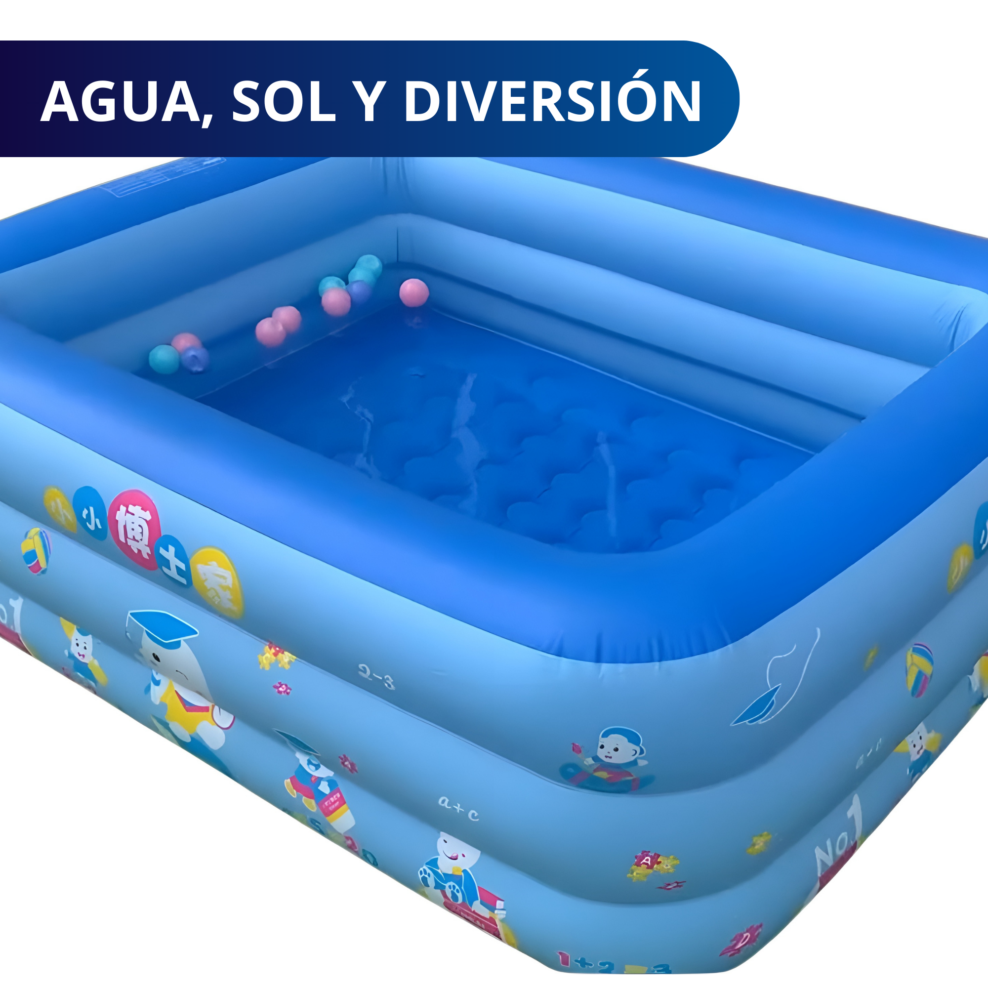 Alberca Inflable Piscina Grande Ecomlab Infantil Familiar Tono Azul.