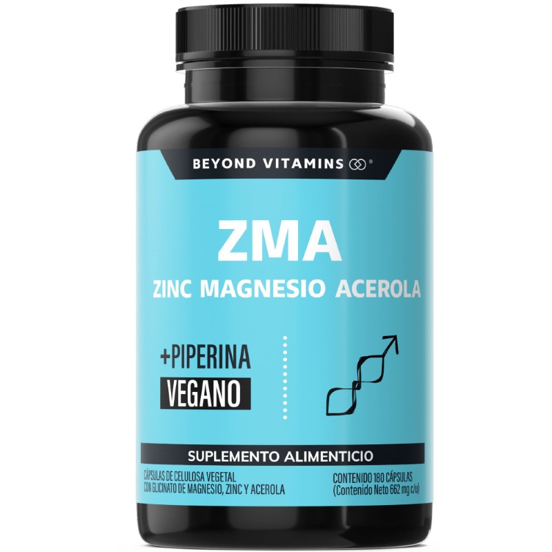 Suplemento Alimenticio ZMA Zinc Magnesio Acerola y Pimienta Negra Beyond Vitamins 180 cápsulas