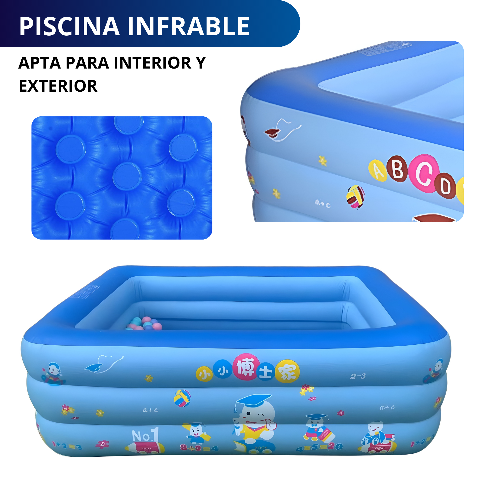 Alberca Inflable Piscina Grande Ecomlab Infantil Familiar Tono Azul.