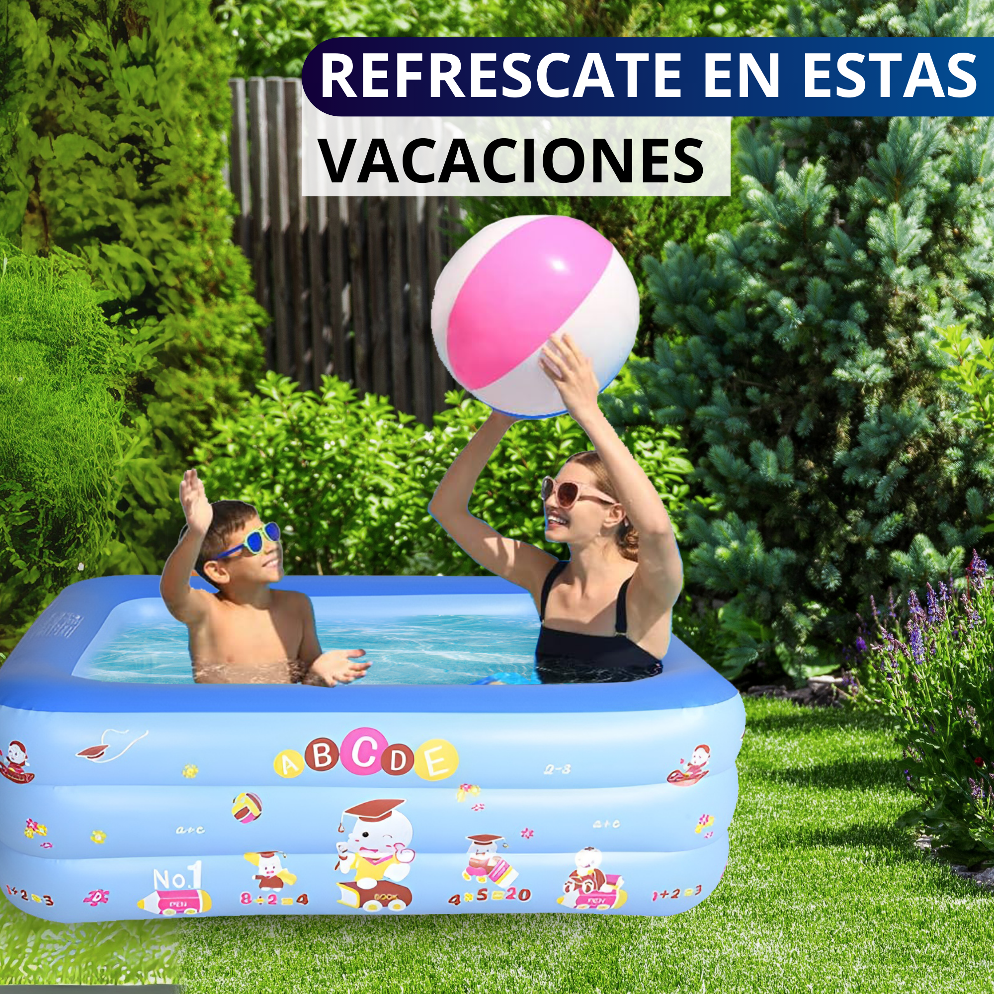 Alberca Inflable Piscina Grande Ecomlab Infantil Familiar Tono Azul.