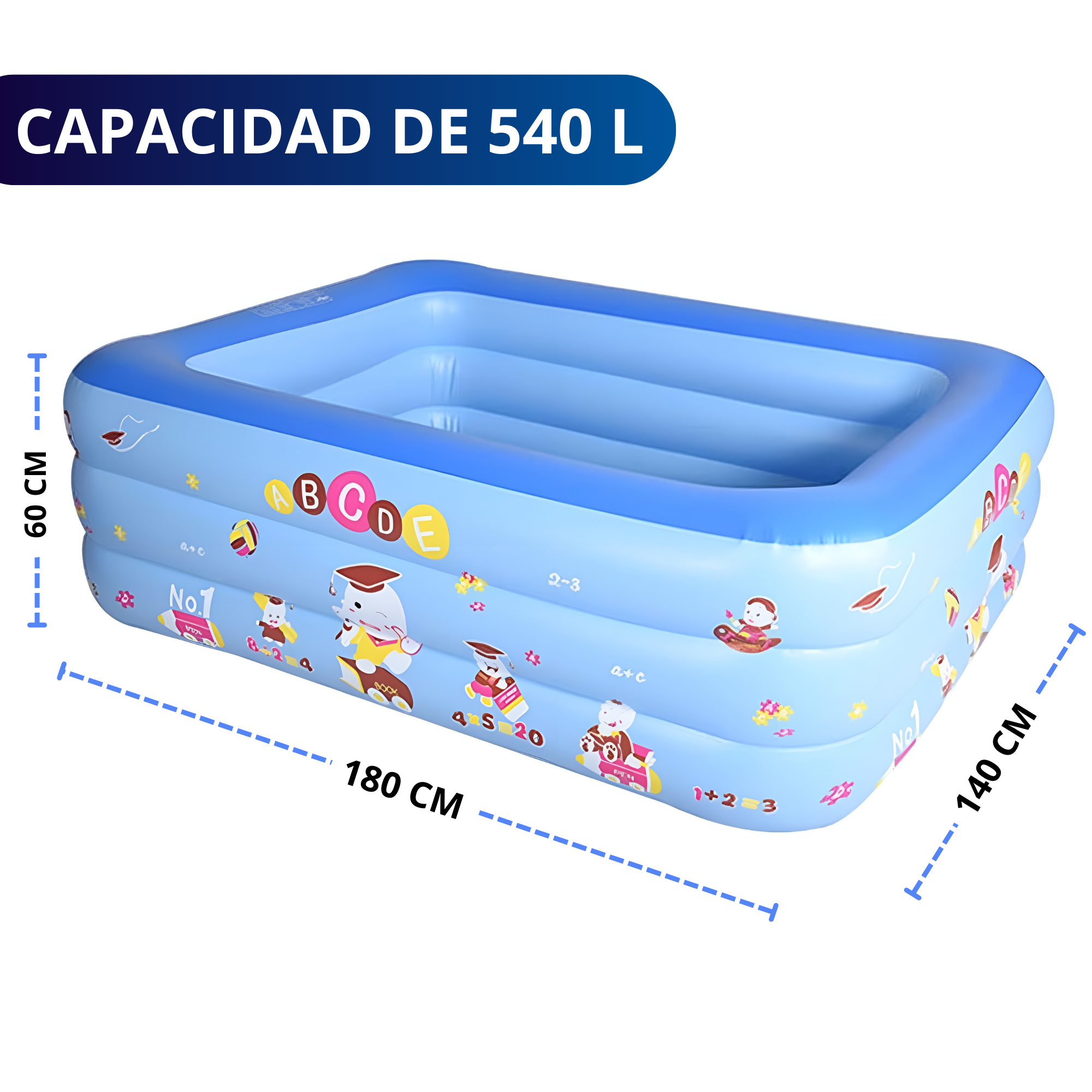Alberca Inflable Piscina Grande Ecomlab Infantil Familiar Tono Azul.