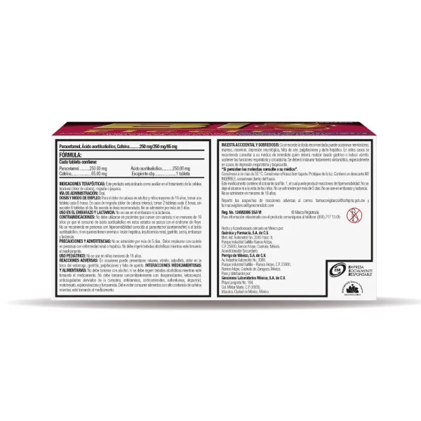 Bio Electro Migraña y Dolor de Cabeza 24 Tabletas