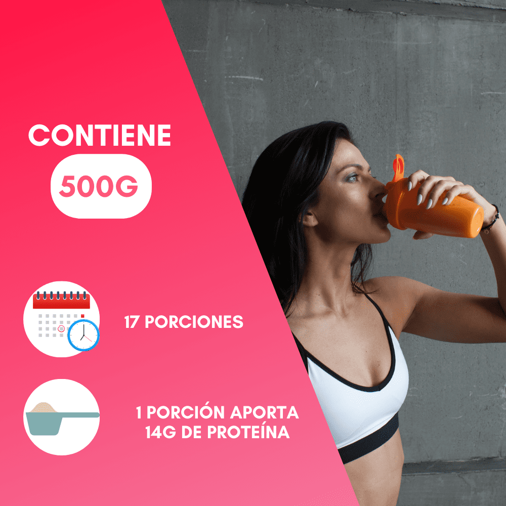 Nutrasien100 Malteada de proteína sabor Fresa. Sin grasa Sin azúcar. 15 g proteína 500g 17 porciones. Nutramalteada