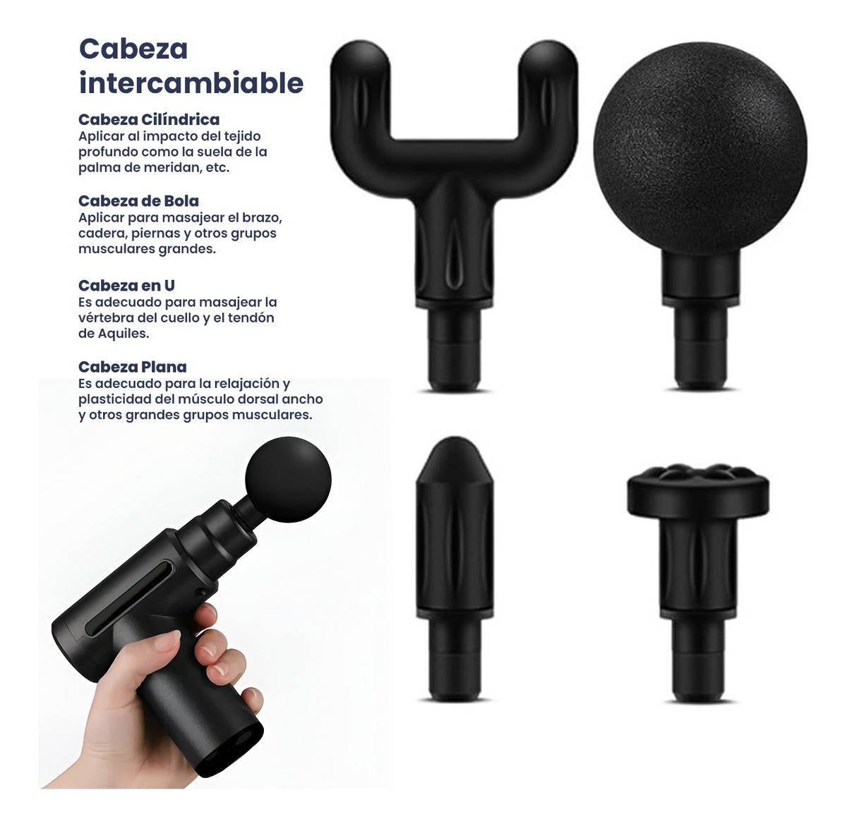Pistola Masajeadora Para Cuerpo 4 Cabezales Sealy.