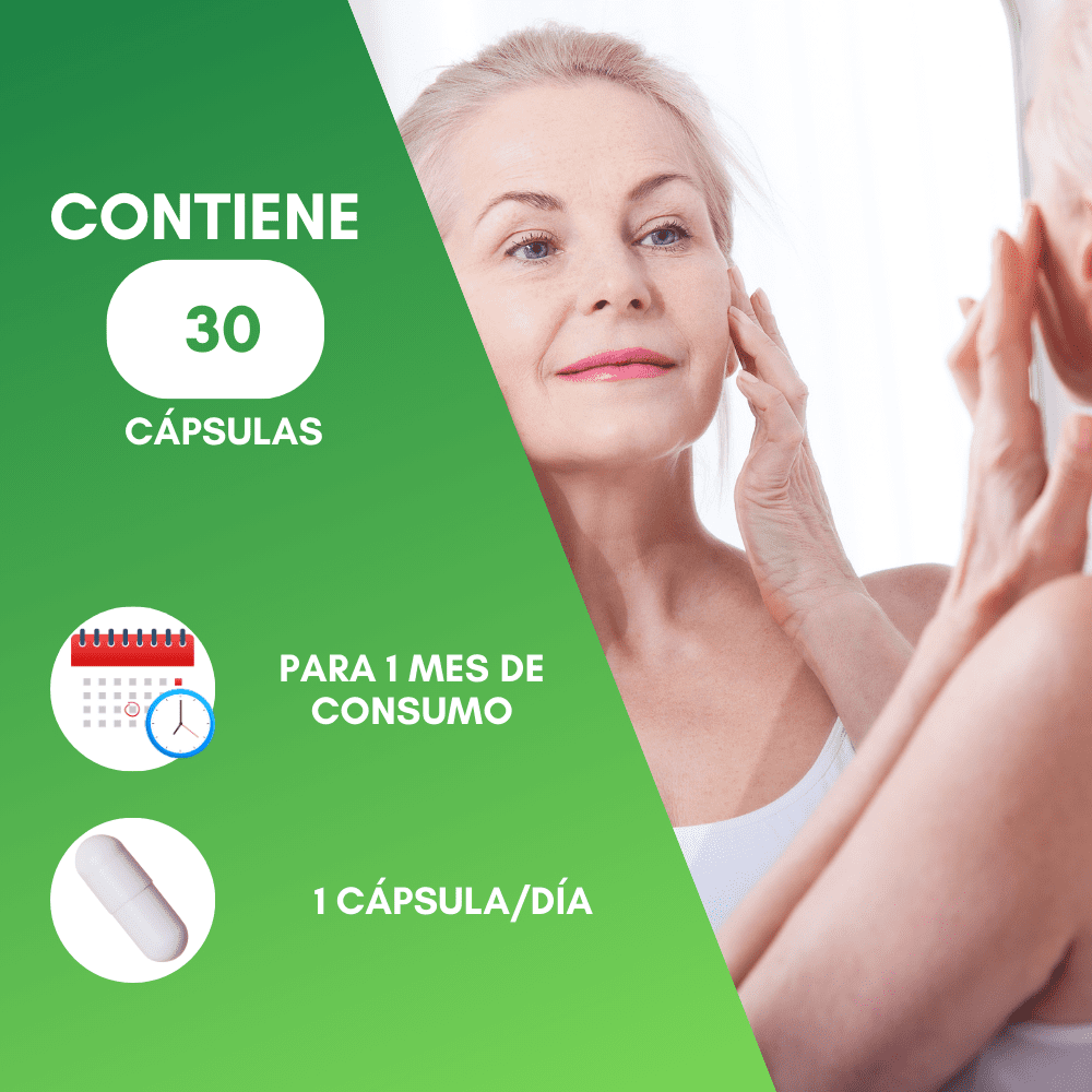 Nutrasien100 Nutrabio. Colágeno marino con Ácido Hialurónico, Biotina y Ácido fólico. Suplemento ideal para crecimiento de cabello y uñas. 30 Caps/30 días