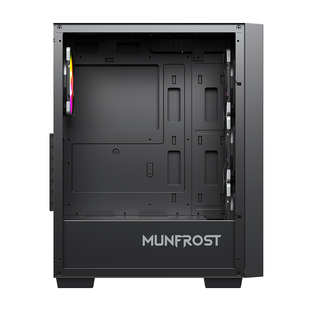 GABINETE MUNFROST ALPHA BLACK Cristal templado Atx - Micro ATX - Mini ITX  4 Ventiladores ARGB