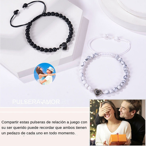 Pulseras Para Parejas Joyeria Mujer Hombres Novios Color Negro/blanco
