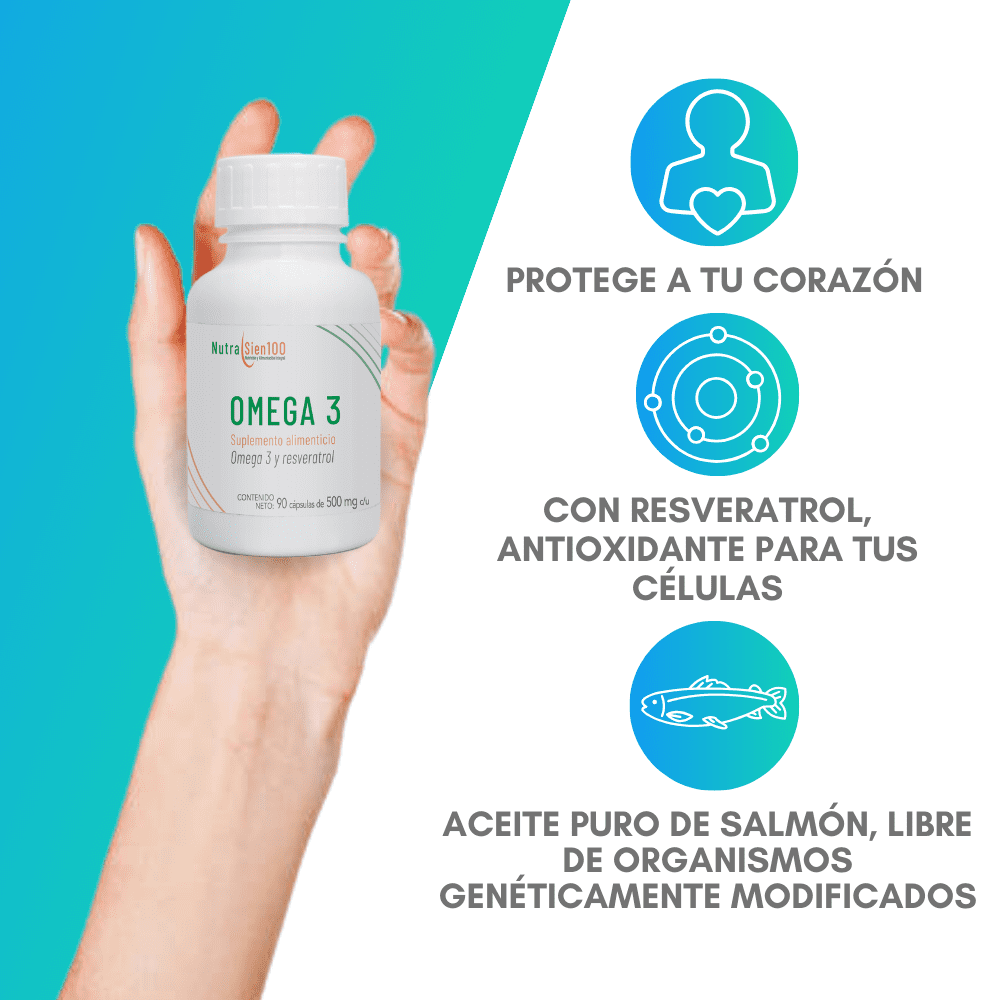 Nutrasien100 OMEGA 3 Puro de Salmón con Resveratrol 900 mg Omega 3 Alta concentración 90 cápsulas. No se repite
