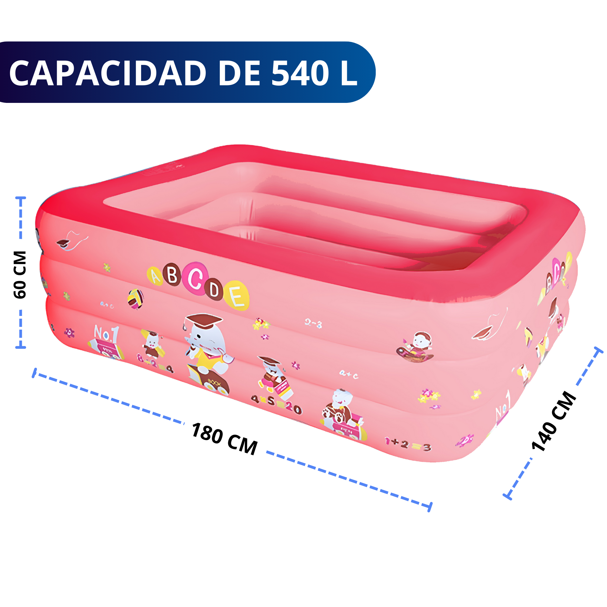 Alberca Inflable Piscina Grande Ecomlab Infantil Familiar Tono Rosa.