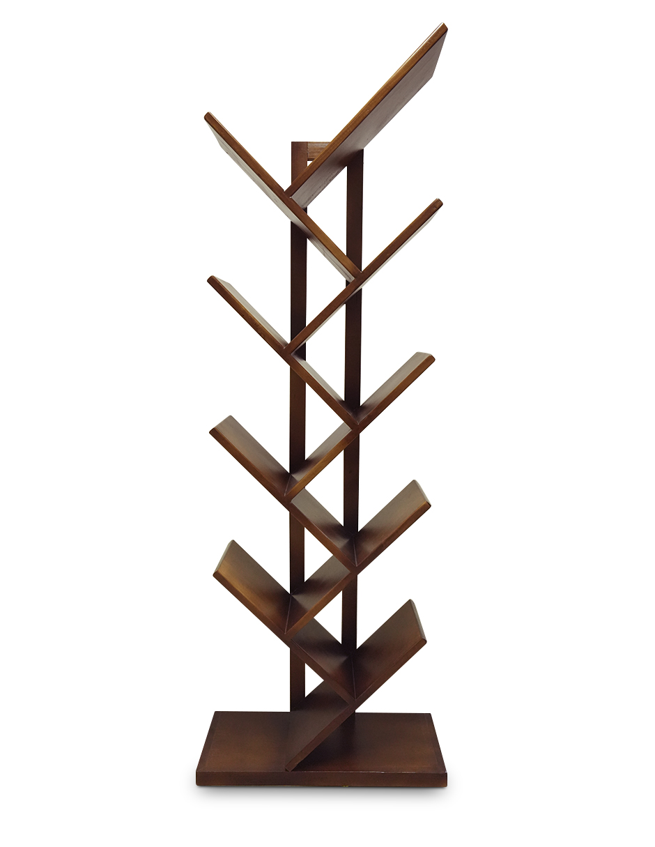 Librero de Madera Moderno 8 niveles acabado en Nogal y Parota