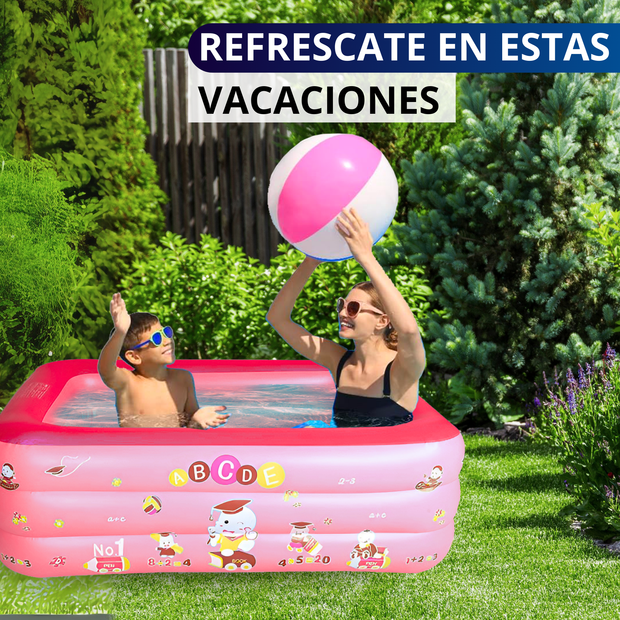 Alberca Inflable Piscina Grande Ecomlab Infantil Familiar Tono Rosa.