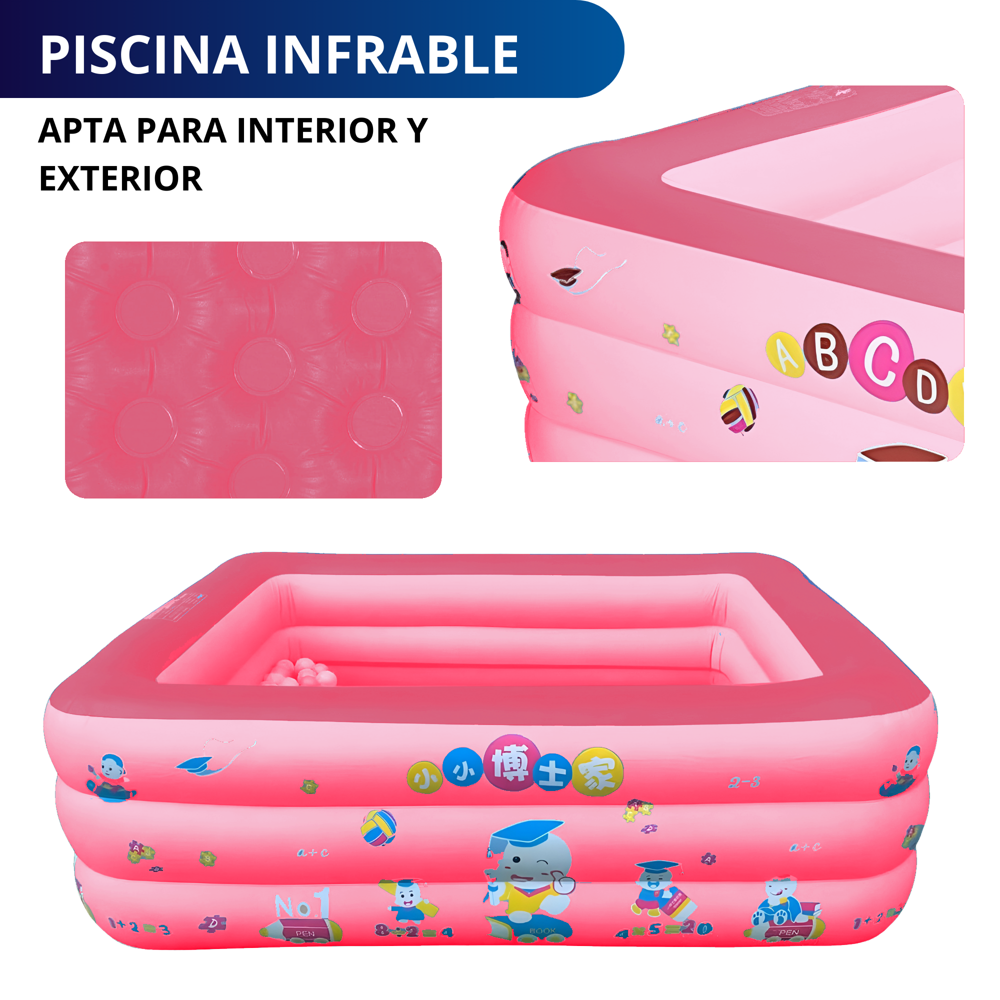Alberca Inflable Piscina Grande Ecomlab Infantil Familiar Tono Rosa.