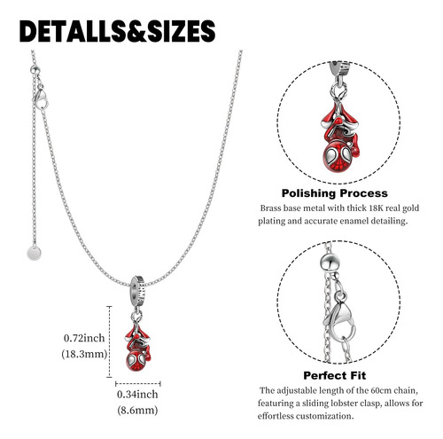 Collar 925 En Plata Con Dije Los Vengadores Spiderman Red