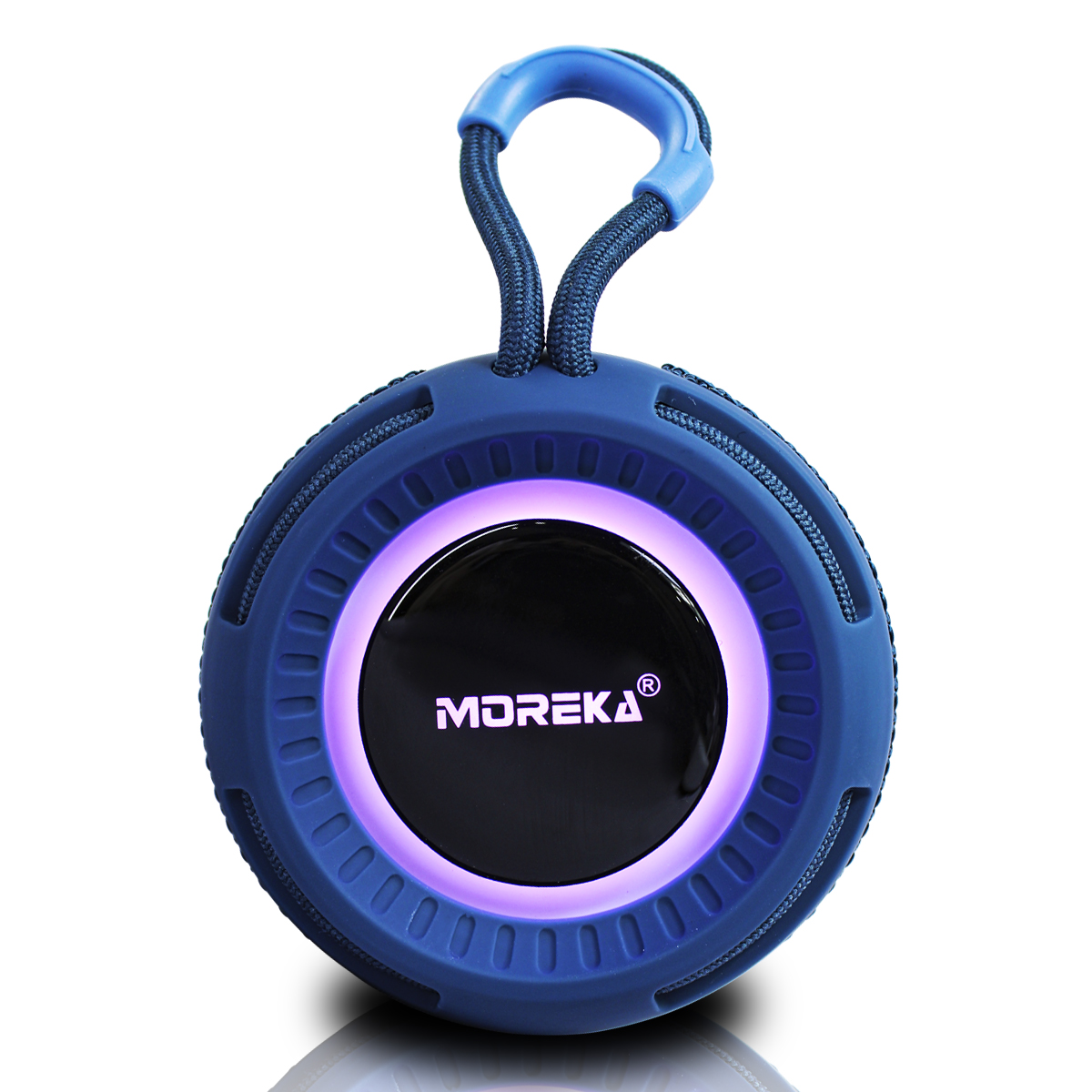 Bocina Portátil Potente Subwoofer Bluetooth Con Anillo Led Color Azul 