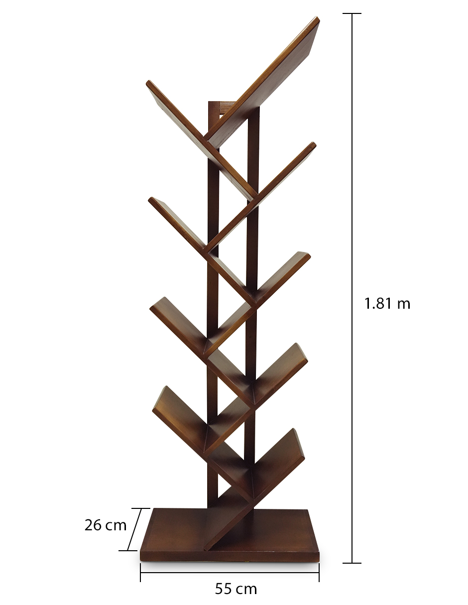 Librero de Madera Moderno 8 niveles acabado en Nogal y Parota