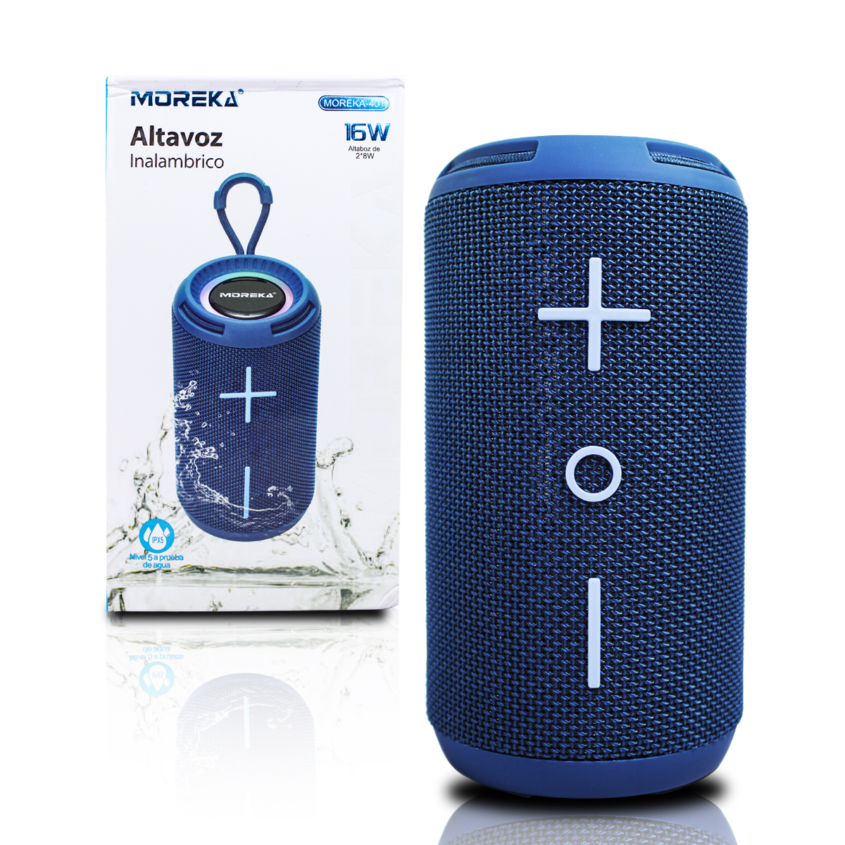 Bocina Portátil Potente Subwoofer Bluetooth Con Anillo Led Color Azul 