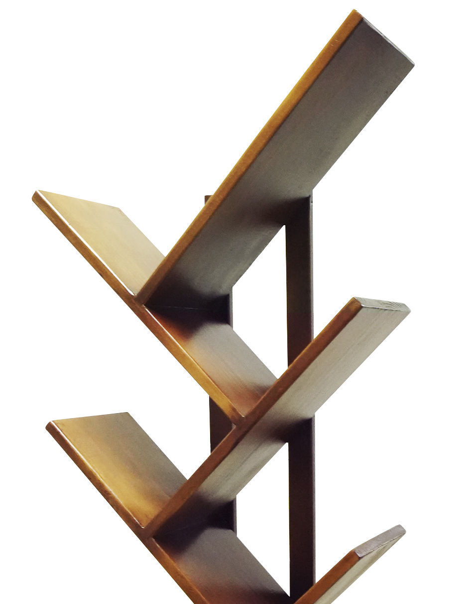 Librero de Madera Moderno 8 niveles acabado en Nogal y Parota