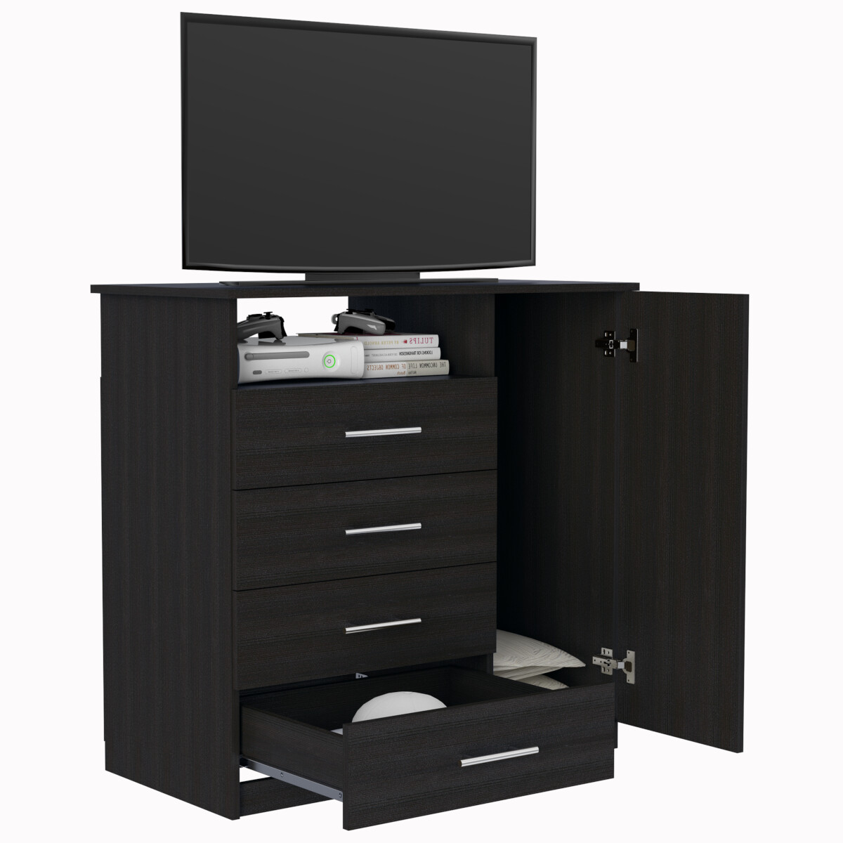 COMODA CAJONERA ARMABLE CON CUATRO CAJONES Y UNA PUERTA MODELO PERU COLOR CAFE