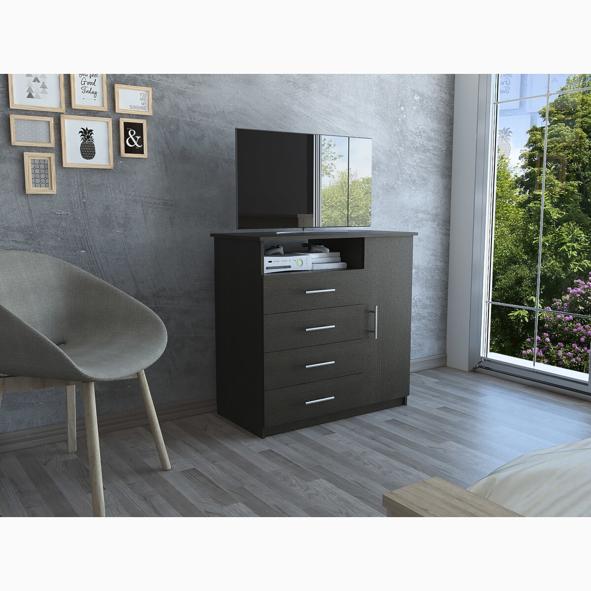 COMODA CAJONERA ARMABLE CON CUATRO CAJONES Y UNA PUERTA MODELO PERU COLOR CAFE